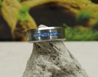 Personalised Tungsten Memorial Ring including Ashes or Hair Inlaid with Supernova Eco-Glitter.