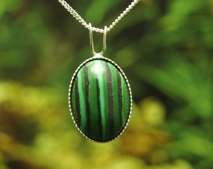 Malachite Pendant Sterling Silver Malachite Pendant and Chain Options