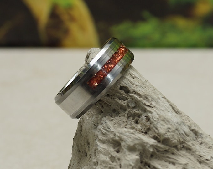 Pet Ashes Ring with 'Copper' Eco-Glitter Tungsten Band 8 mm wide ring Pet Ashes Memorial Cremation Keepsake Jewellery