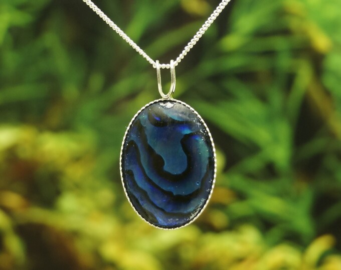 Abalone Shell Solid Sterling Silver Pendant and chain (chain options available) - Hallmarked 925 - gift idea