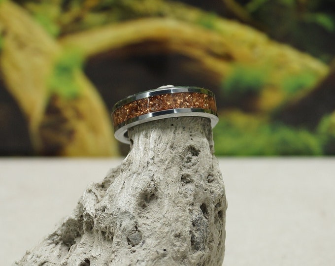 Pet Ashes Ring with 'Bronze' Eco-Glitter Tungsten Band 4 mm, 6 mm or 8 mm wide ring - Pet Ashes Memorial Cremation Keepsake Jewellery