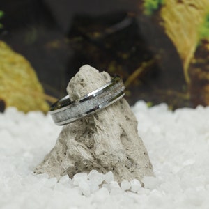 Pet Fur Tungsten Ring: Freshwater Pearl Inlay, Memorial Keepsake