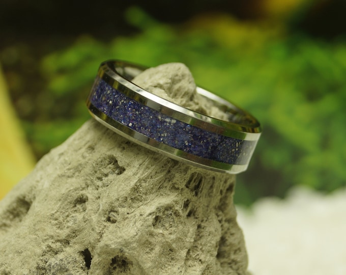 Pet Ashes Ring with 'Deep Space' Eco-Glitter Tungsten Band 4 mm, 6 mm or 8 mm wide ring Pet Ashes Memorial Cremation Keepsake Jewellery