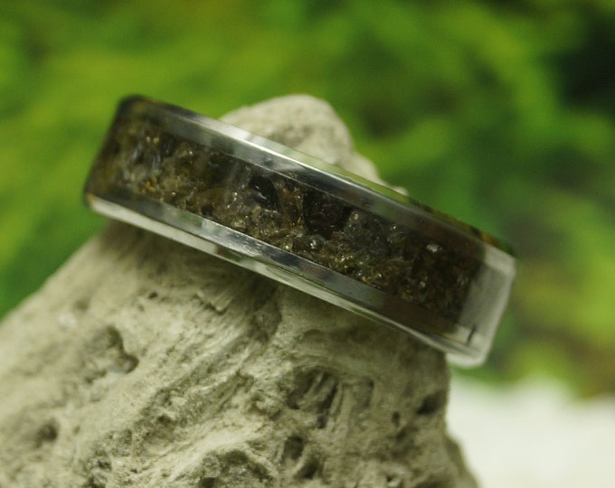 Thai Meteorite Tungsten Wedding Band - 4 mm, 6 mm or 8 mm wide ring - Unique Ring