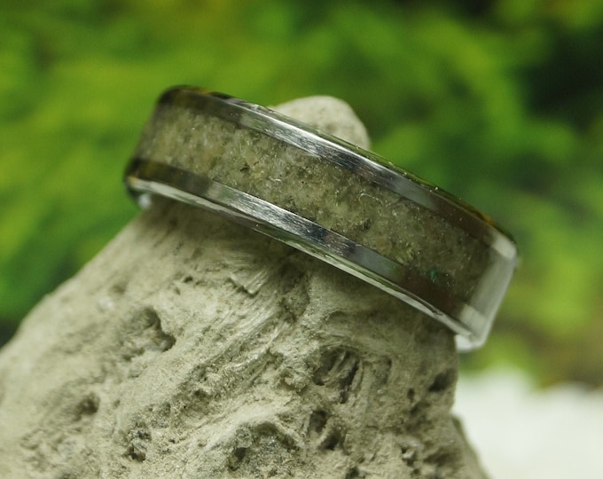 Green Apatite Tungsten Wedding Band - 4 mm, 6 mm or 8 mm wide rings - Unique Ring