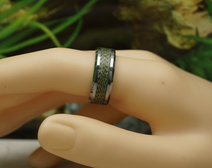 Spider-Line Fishing Line Green #1 - Inlay Tungsten Ring - Available 4 mm, 6 mm or 8 mm Wide Ring