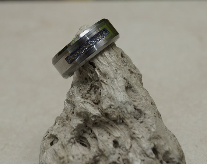 Pet Ashes Ring with 'Andromeda' Eco-Glitter Tungsten Band 8 mm wide ring Pet Ashes Memorial Cremation Keepsake Jewellery