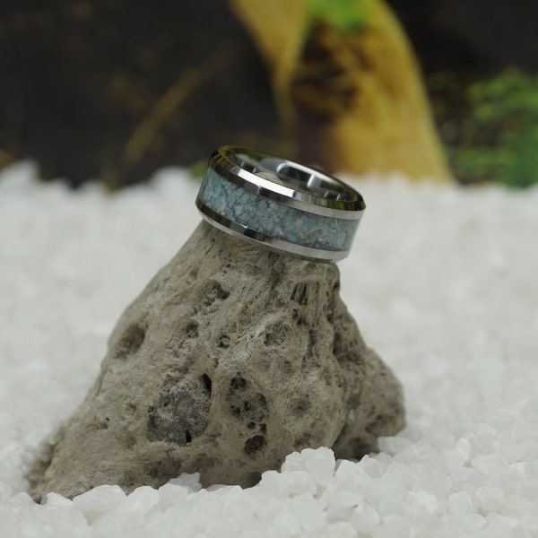 Bague en tungstène Larimar - Alliance en tungstène - disponible en 4 mm, 6 mm ou 8 mm de large - chaque bague est unique