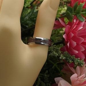 Alexandrite Inlay Tungsten Carbide Wedding Band 4 mm, 6 mm or 8 mm wide ring - Unique Ring