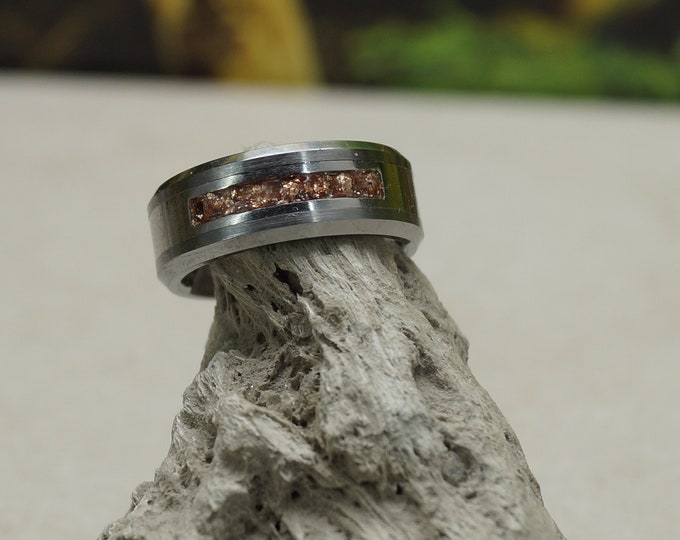 Pet Ashes Ring with 'Bronze' Eco-Glitter Tungsten Band 8 mm wide ring Pet Ashes Memorial Cremation Keepsake Jewellery
