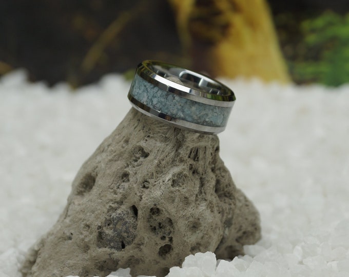 Larimar Tungsten Ring - Tungsten wedding band - available 4 mm, 6 mm or 8 mm wide ring - every ring unique