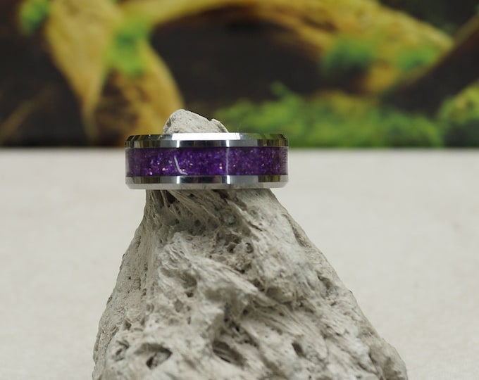 Pet Ashes Ring with 'Nebula' Eco-Glitter Tungsten Band 4 mm, 6 mm or 8 mm wide ring - Pet Ashes Memorial Cremation Keepsake Jewellery