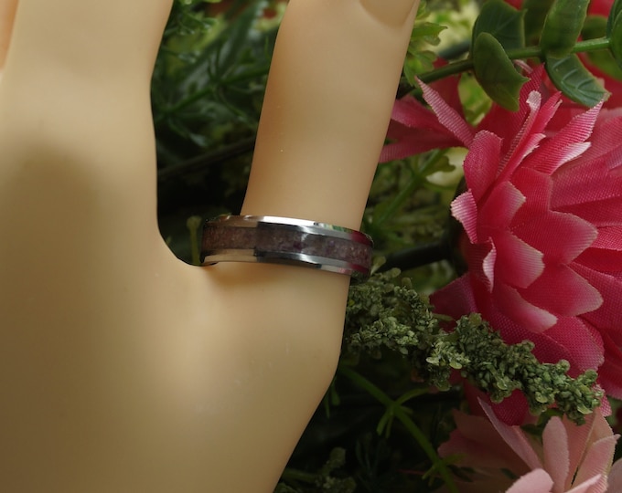 Alexandrite Inlay Tungsten Carbide Wedding Band 4 mm, 6 mm or 8 mm wide ring - Unique Ring