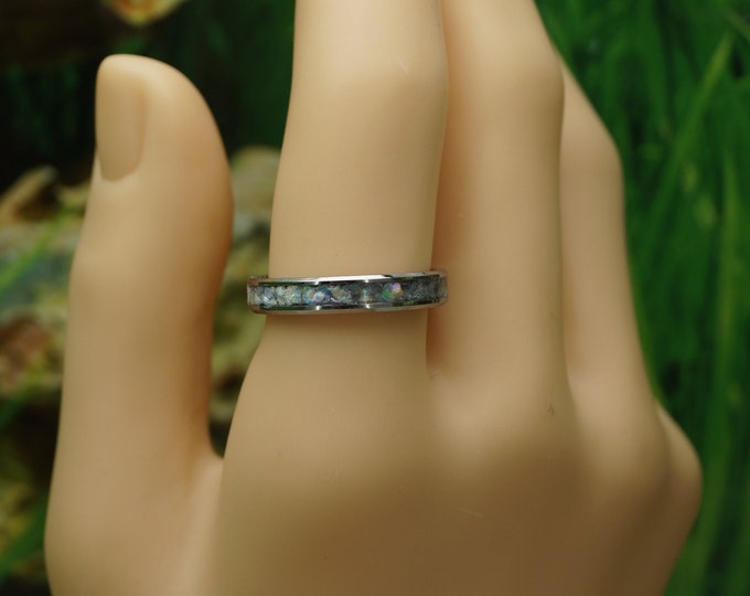 Aurora Constellation Eco-Glitter inlay Tungsten Ring - Available 4 mm, 6 mm or 8 mm Wide Ring