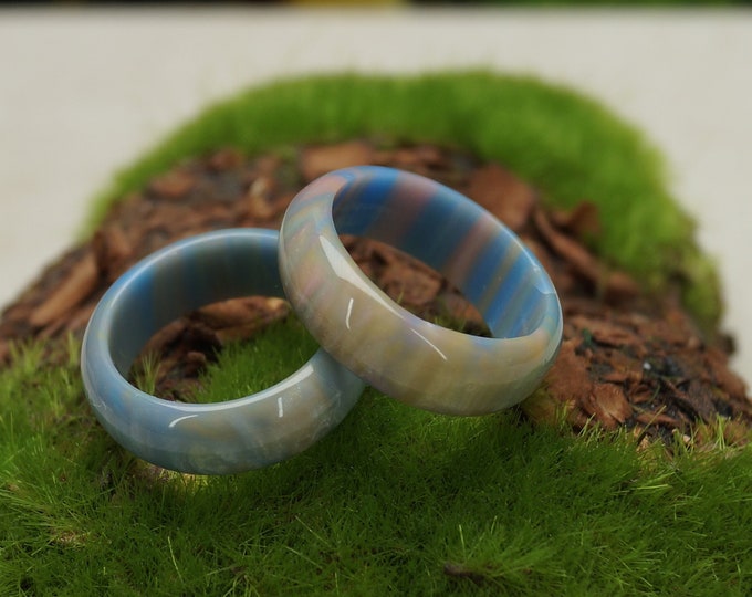 Resin Ring - Colourful Rainbow Resin Ring  Retro Multi-Colour Resin Ring 8 mm wide ring - Gift idea >2