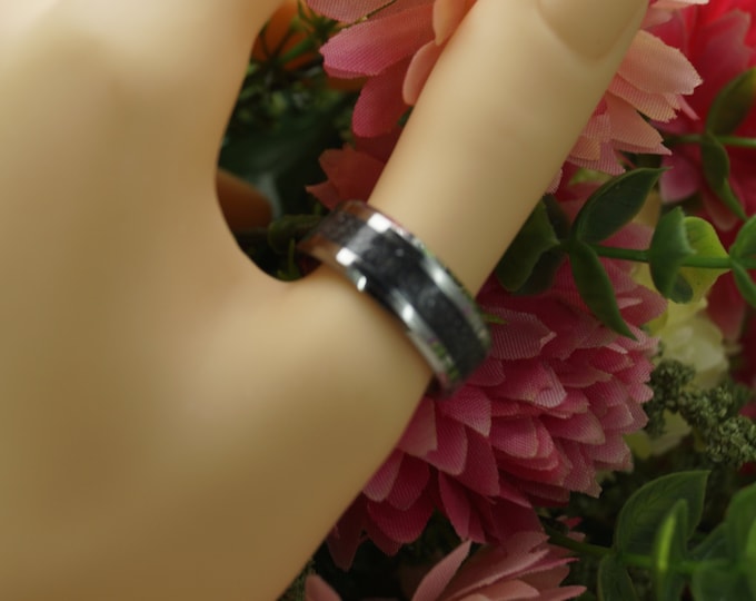 Galena Inlay Tungsten Carbide Wedding Band 4 mm, 6 mm or 8 mm wide ring - Unique Ring
