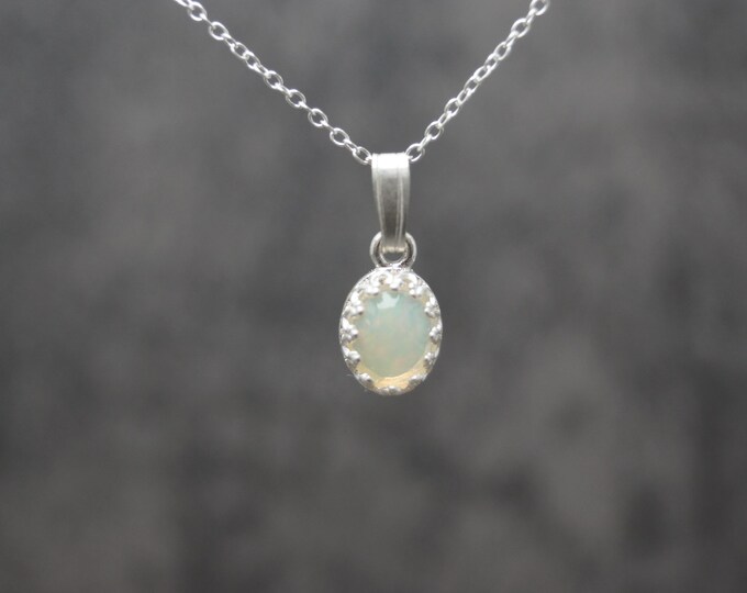 Natural Ethiopian Welo Opal Sterling Silver Gallery Setting Pendant & 18" Chain Options