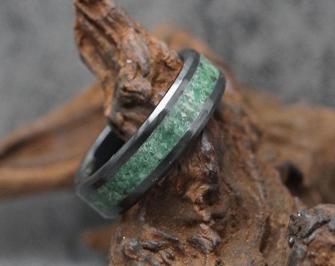 Green Tiger Eye Black Ceramic Ring - every ring is Unique