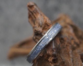 Personalised Tungsten Memorial Ring including Ashes or Hair Inlaid With Andromeda Eco-glitter.