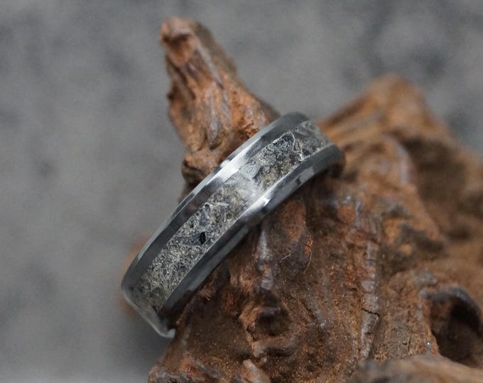 Thai Meteorite Black Ceramic Wedding Band - 4 mm, 6 mm or 8 mm wide ring - Unique Ring