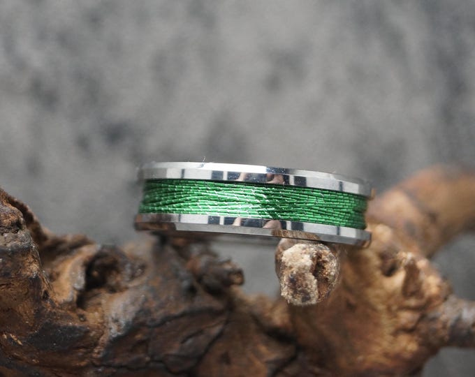 Green Fishing Rod Metallic Thread Guide Ring Fix Line Inlay Tungsten Ring - Available 4mm, 6mm or 8mm wide