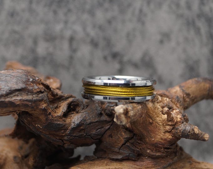 Gold Fishing Line Inlay Tungsten Carbide Ring - Available 4mm, 6mm or 8mm wide