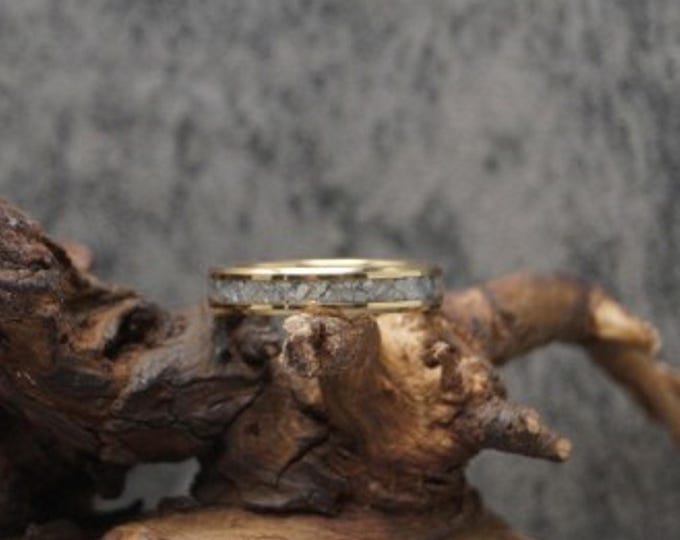 Calcite Inlay Gold Tungsten Ring - UV Glow Pink ring - Available 4, 6 or 8mm wide