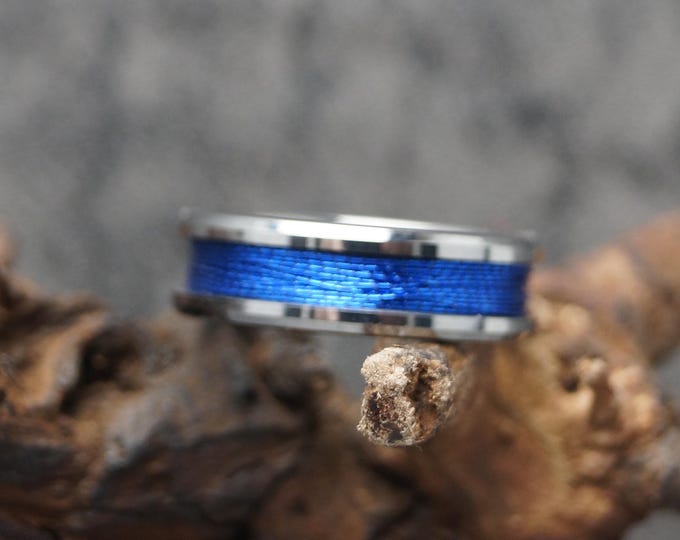 Blue Fishing Rod Metallic Thread Guide Ring Fix Line Inlay Tungsten Ring - Available 4mm, 6mm or 8mm wide