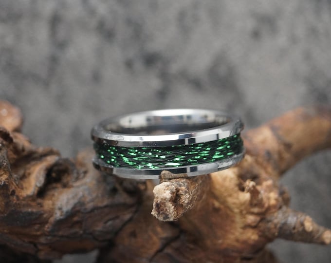 Green & Black Fishing Rod Metallic Thread Guide Ring Fix Line Inlay Tungsten Ring - Available 4mm, 6mm or 8mm wide