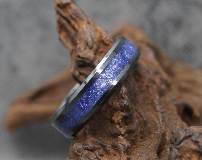 Pet Ashes / Pet fur Ring: Deep Space Eco-Glitter Black Ceramic Memorial Band