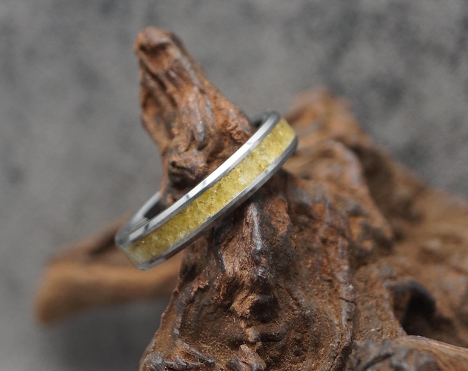 Natural Keba Grease Amber Inlay Tungsten Band 4 mm, 6 mm or 8 mm wide Ring - Unique Ring