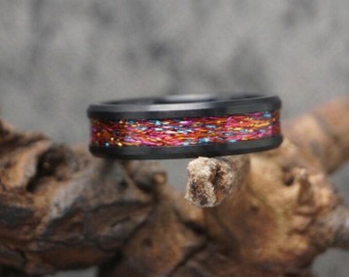 Red & Multi-Colour Fishing Rod Metallic Thread Guide Ring Fix Line Inlay Black Ceramic Ring - Available 4mm, 6mm or 8mm wide