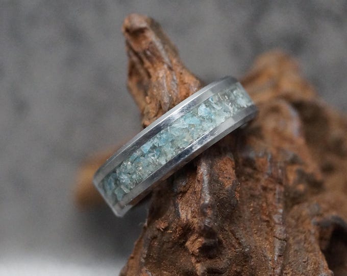 Blue Apatite Tungsten Wedding Band: Unique Ring (4-8 mm)