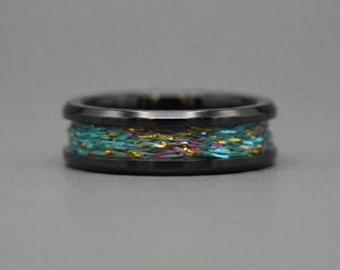 Green & Multi-Colour Fishing Rod Metallic Thread Guide Ring Fix Line Inlay Black Ceramic Ring - Available 4mm, 6mm or 8mm wide
