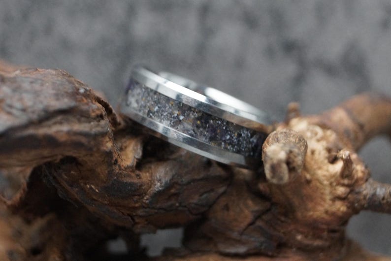 Blue John Inlay Tungsten Wedding Band: Unique Ring (4mm, 6mm, 8mm) - Etsy