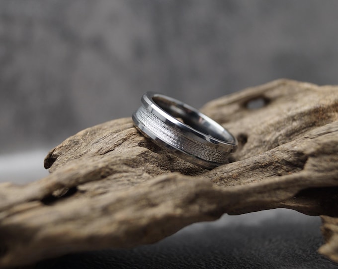 Silver Shiny Thread Inlay Tungsten Ring - Available 4mm, 6mm or 8mm wide