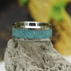 Mens turquoise shop wedding band