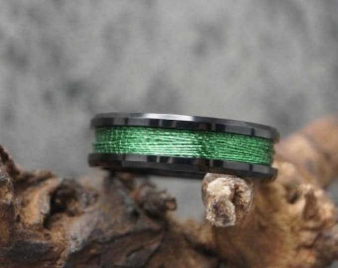 Green Fishing Rod Metallic Thread Guide Ring Fix Line Inlay Black Ceramic Ring - Available 4mm, 6mm or 8mm wide
