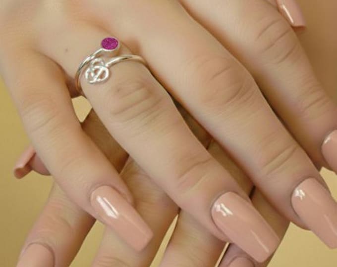 Personalised Sterling Silver Celtic Adjustable Ring with a 4mm Setting including Ashes or Hair Inlaid With Magenta Eco-Glitter