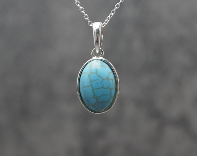 Turquoise Sterling Silver Pendant and 18" Chain Options