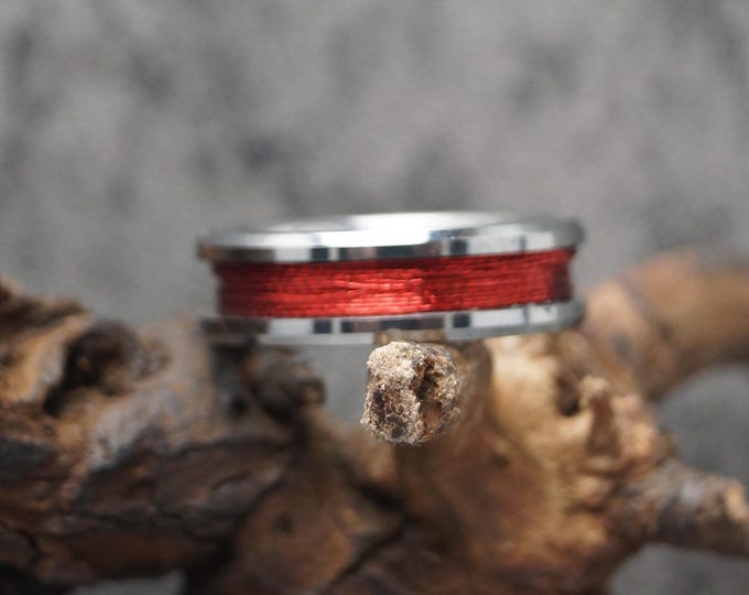 Red Fishing Rod Metallic Thread Guide Ring Fix Line Inlay Tungsten Ring - Available 4mm, 6mm or 8mm wide