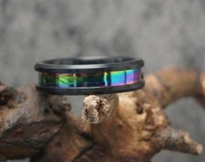 Peacock Tinsel Fishing Bait Making Tying Line Inlay Black Ceramic Ring - Available 4mm, 6mm or 8mm wide