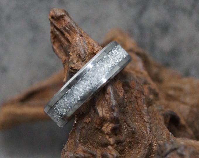 Pet Fur Ring Ashes Ring Tungsten Carbide Ring With Silver Eco-glitter