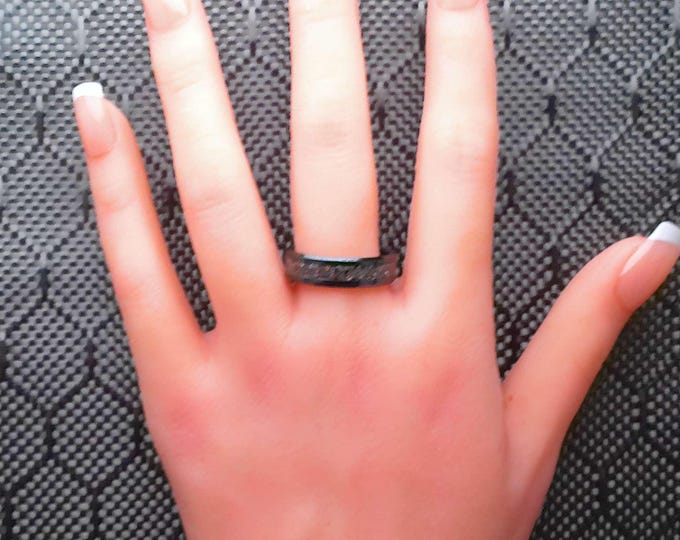 Willemite Black Ceramic Ring UV Glow Ring (4mm - 8mm wide)