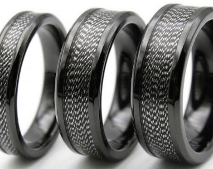Silver & Black Fishing Rod Metallic Thread Guide Ring Fix Line Inlay Black Ceramic Ring - Available 4mm, 6mm or 8mm wide