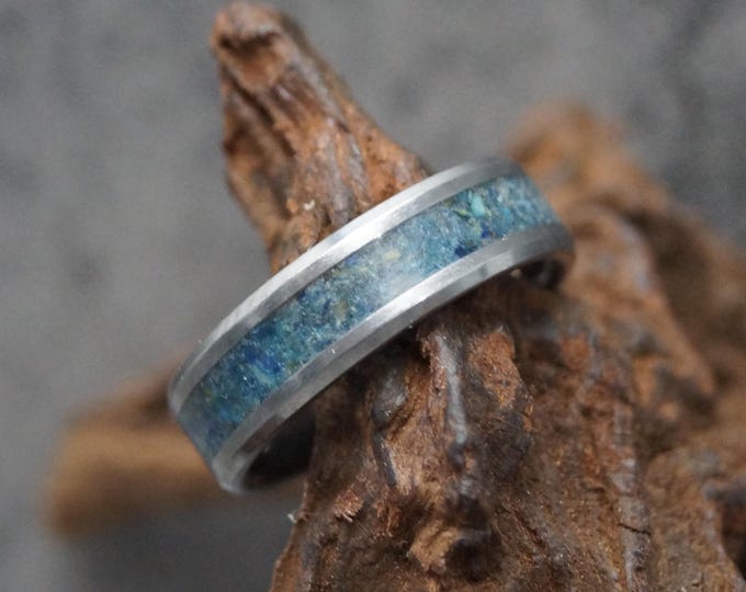 Blue Tiger Eye Tungsten Wedding Band: Unique Ring for Men and Women