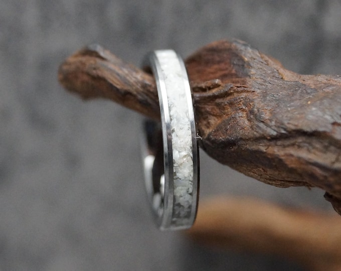 Freshwater Pearl Tungsten Ring - Unique Wedding Band