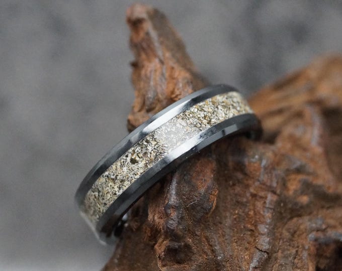 Blood Amber Inlay Black Ceramic Band 4 mm, 6 mm or 8 mm wide Ring - Unique Ring