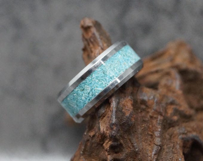 Turquoise Inlay Tungsten Wedding Band: 4mm, 6mm, 8mm Wide Ring