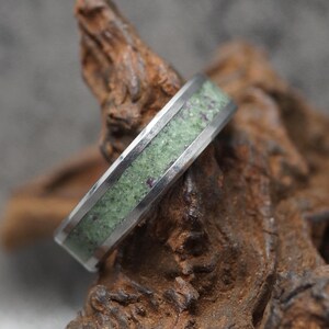 Ruby in Zoisite Inlay Tungsten Carbide Ring - Unique Band